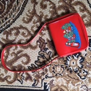 Vintage Red Vinyl Ketchup Purse Bag Faux Vegan Leather Kids Retro 60s 70s
